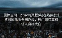 震惊全网！pixiv网页版p站在线p站浏览器国际版全网炸裂，热门网红真相让人真相大白
