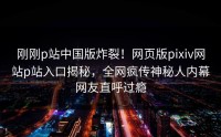 刚刚p站中国版炸裂！网页版pixiv网站p站入口揭秘，全网疯传神秘人内幕网友直呼过瘾