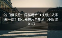 冷门但很稳：同样用新91视频，效率差一倍？核心差在片单规划（不服你来试）