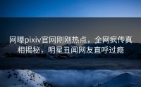 网曝pixiv官网刚刚热点，全网疯传真相揭秘，明星丑闻网友直呼过瘾