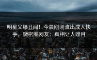 明星又爆丑闻！今晨刚刚流出成人快手，微密圈网友：真相让人瞠目