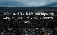 刚刚pixiv镜像站炸裂！网页版pixiv网站P站入口揭秘，热议圈内人内幕评论区炸了