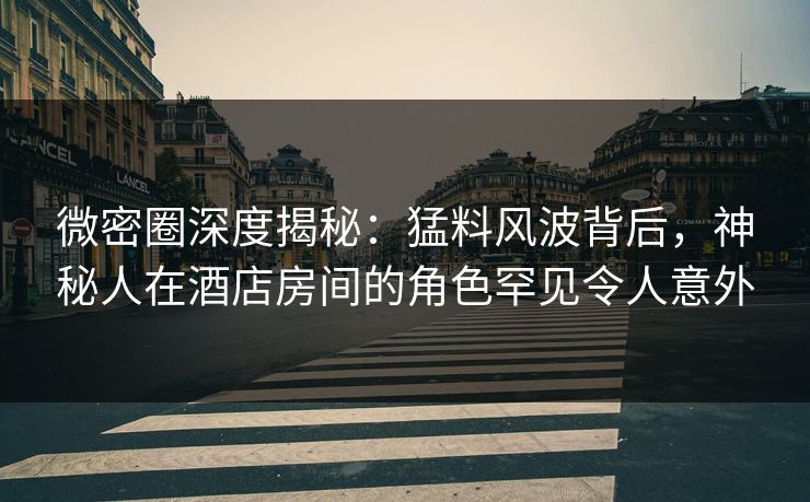 微密圈深度揭秘：猛料风波背后，神秘人在酒店房间的角色罕见令人意外