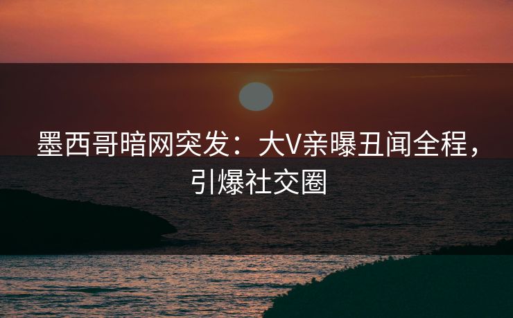 墨西哥暗网突发：大V亲曝丑闻全程，引爆社交圈