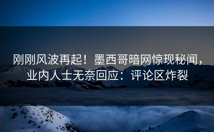 刚刚风波再起！墨西哥暗网惊现秘闻，业内人士无奈回应：评论区炸裂