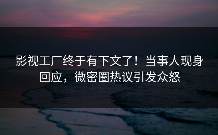 影视工厂终于有下文了！当事人现身回应，微密圈热议引发众怒