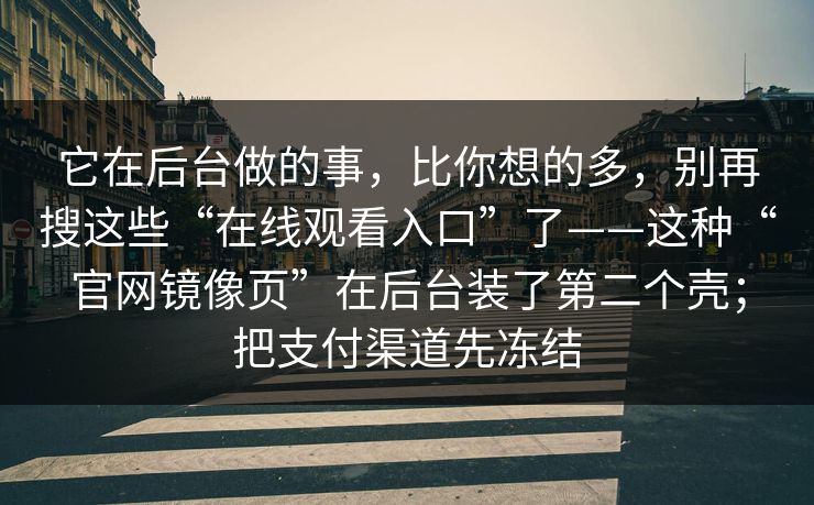 它在后台做的事，比你想的多，别再搜这些“在线观看入口”了——这种“官网镜像页”在后台装了第二个壳；把支付渠道先冻结